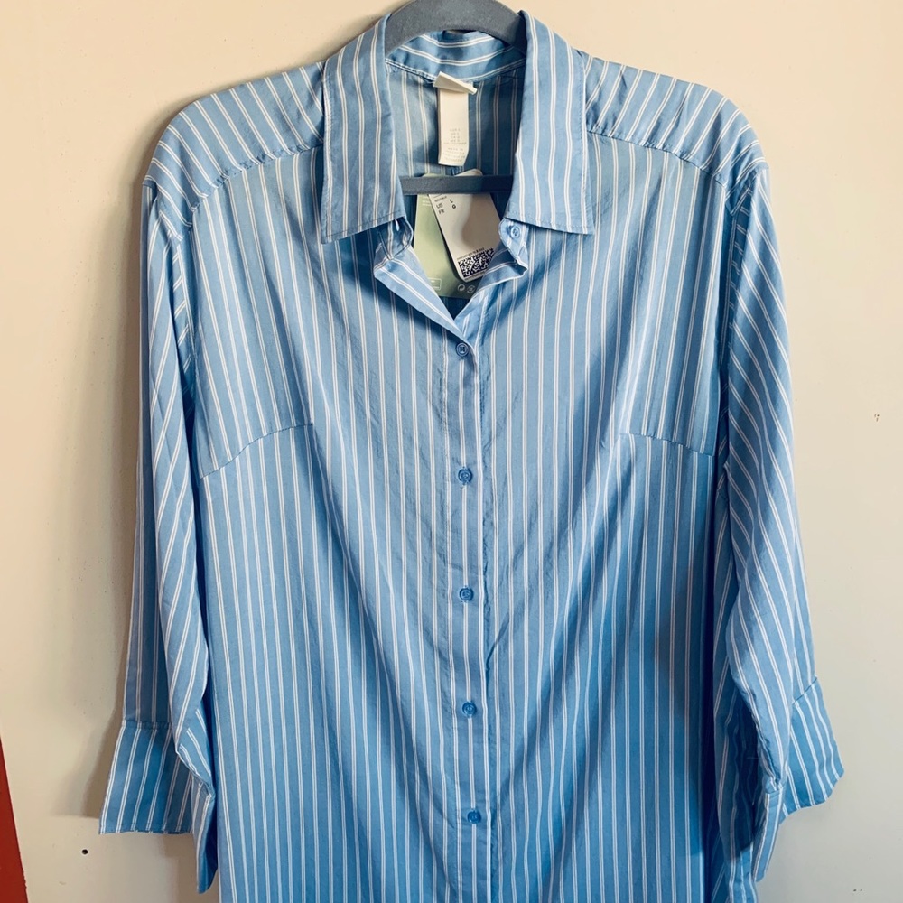 NWT Blue stripe shirt dress H&M